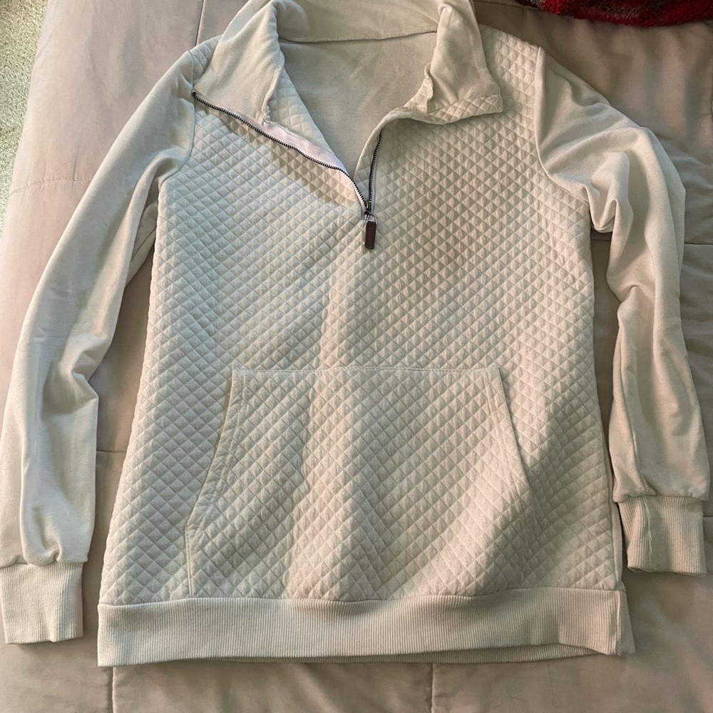 Women's Quilted Pullover Sweater - Cream